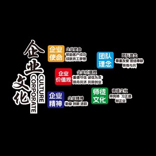 公司企业文化墙设计前台背景会议办公室墙面装饰氛围布置励志标语