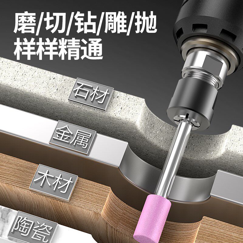雷克无刷电磨机大功率长杆直磨头内孔打磨手磨机抛光加长型小电磨