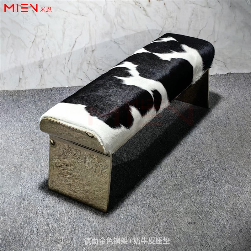 意式轻奢镜面不锈钢床尾凳过道长条凳家用换鞋凳等位凳卧室梳妆凳