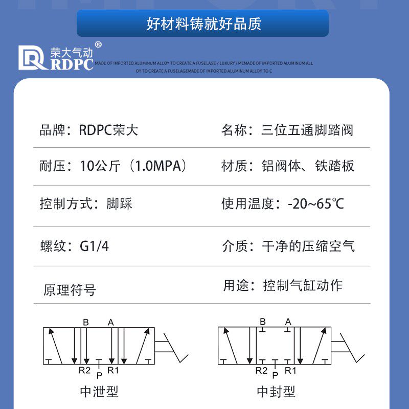 脚踏式气动开关阀门 中封中泄升降机用 K35R7-L08-Y控制阀
