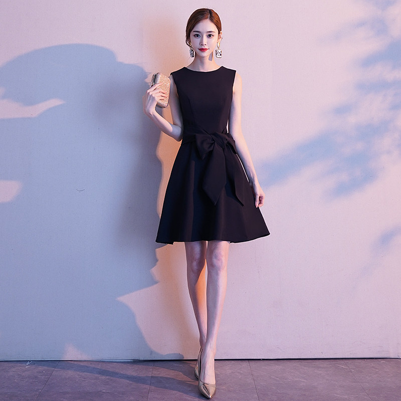 小个子晚礼服平时可穿2021新款宴会学生黑色短款连衣裙女气质名媛