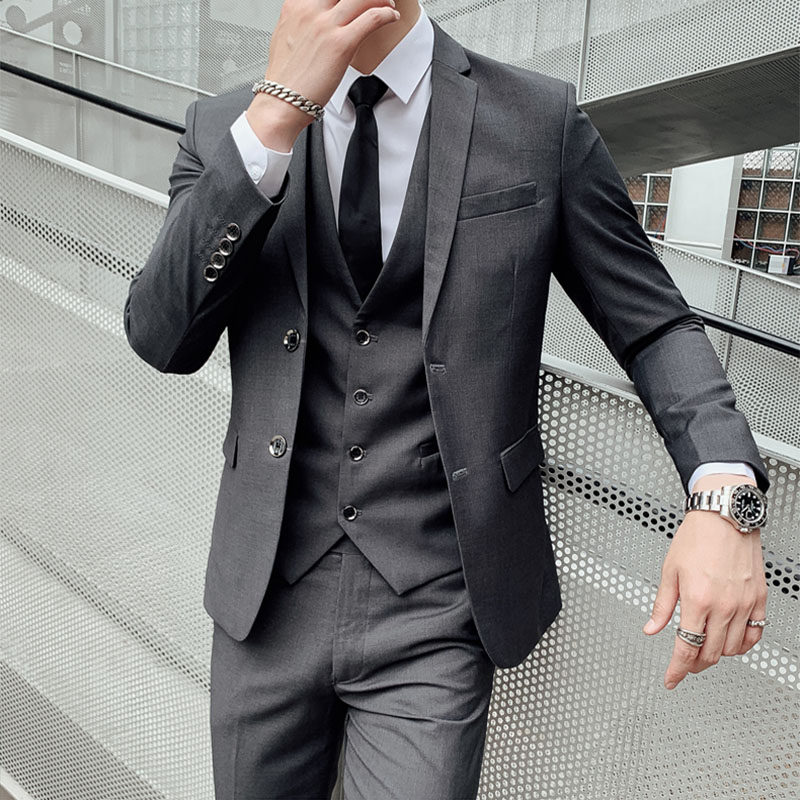 西服套装男士伴郎服西装男结婚礼服新郎西服马甲西裤三件套装外套