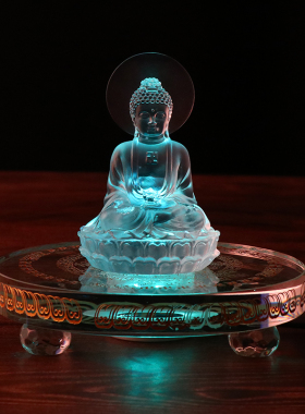 宝箧印陀罗尼塔佛塔佛像舍利塔透明摆件桌面灯座不发光水晶底座