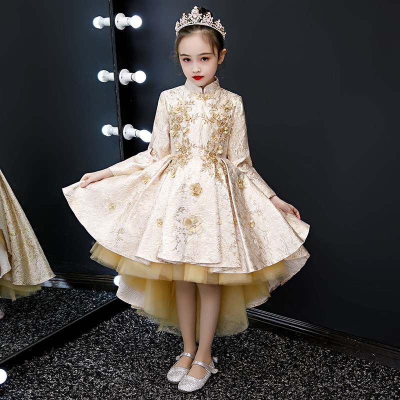 女童公主裙高端花童秋冬小女孩中式生日礼服主持人钢琴演出服冬季,童装/婴儿装/亲子装,儿童礼服,淘宝优惠券,粉丝福利购,淘宝优惠卷