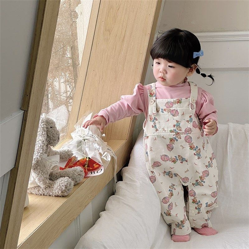 婴儿衣服女宝宝背带裤两件套装超萌洋气婴幼儿秋装外出一岁春秋季