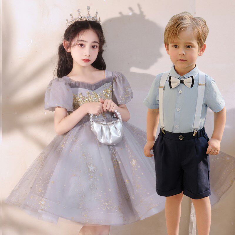 女童礼服轻奢小众高端儿童公主裙主持人六一学生大合唱团演出服夏