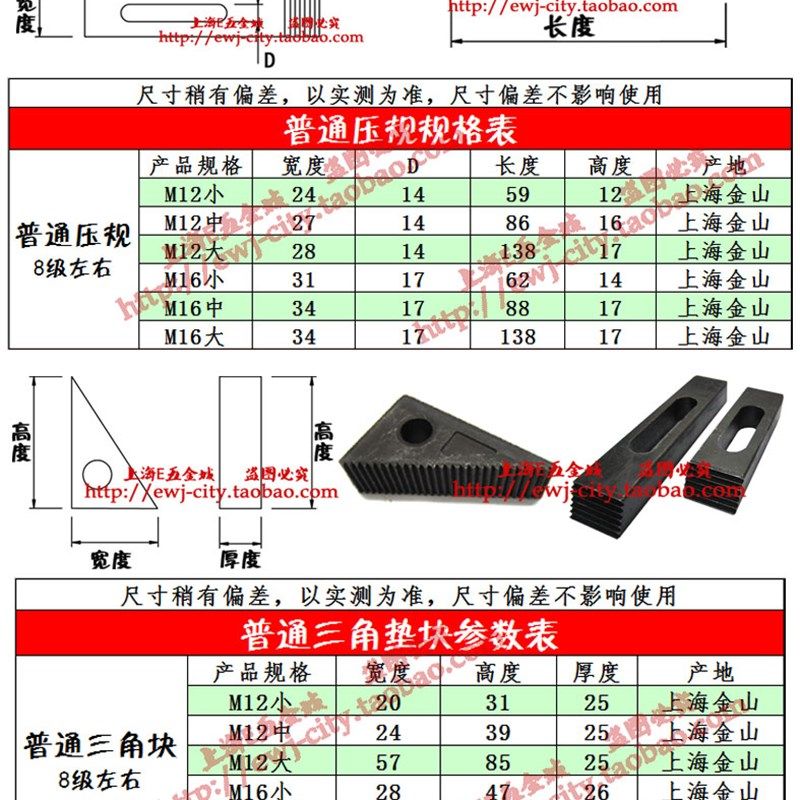 包邮五金模具压板压规加工中心齿形压板三角规三角垫块M12M16,五金/工具,其他机械五金,淘宝优惠券,粉丝福利购,淘宝优惠卷