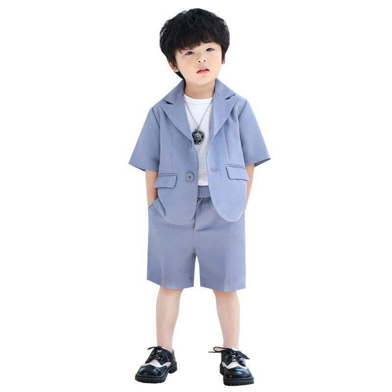 男童礼服夏季宝宝周岁生日小西装套装儿童英伦西服花童男孩演出服