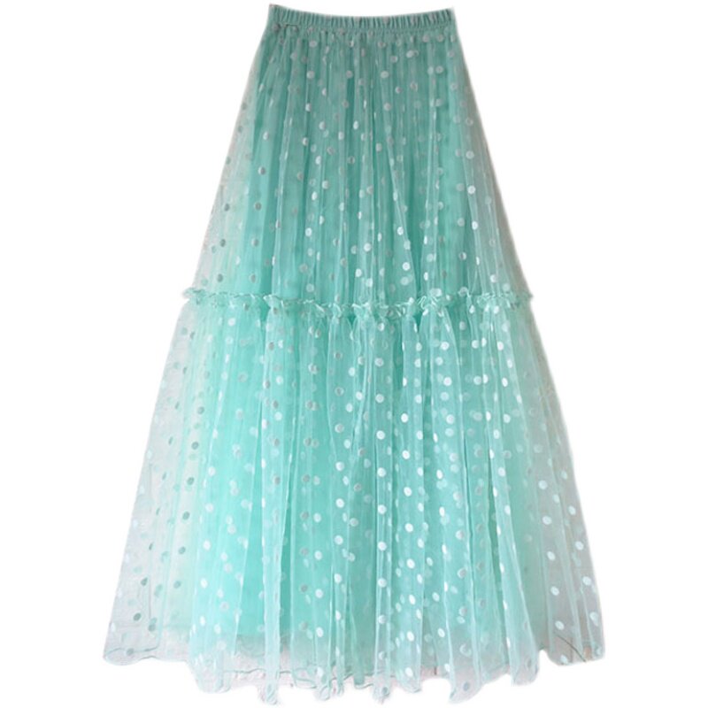 高级感波点气质网纱半身裙显瘦蛋糕裙大摆蓬蓬高端白色纱裙半身女