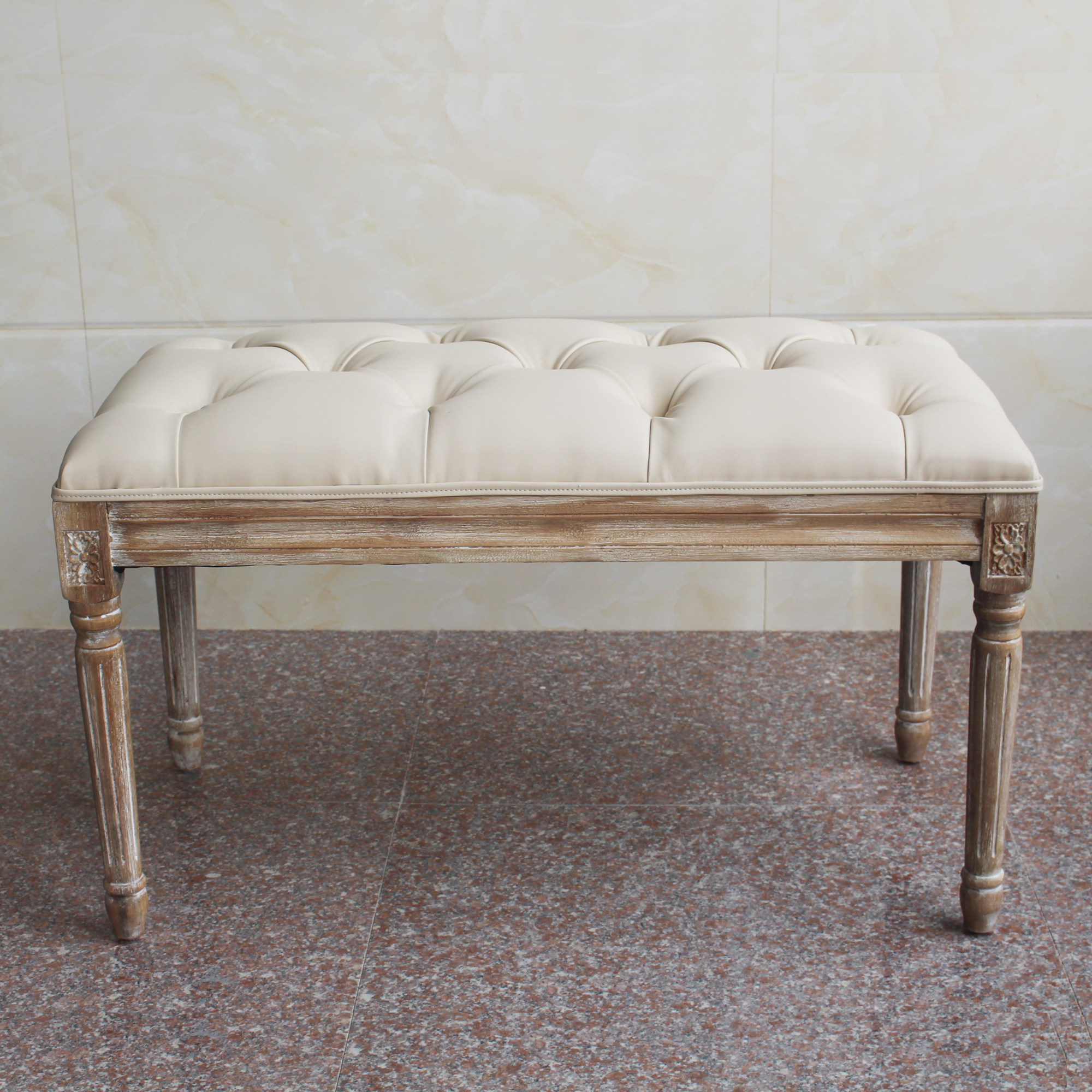 欧式复古白皮革拉扣钢琴凳梳妆凳穿鞋换鞋凳搁脚凳实木凳化妆脚凳,住宅家具,换鞋凳,淘宝优惠券,粉丝福利购,淘宝优惠卷