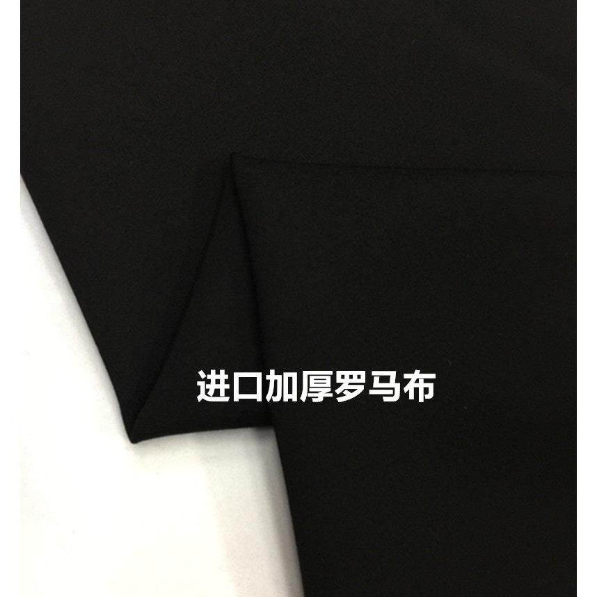 进口加厚纯黑色秋冬针织罗马布四面弹力双面服装面料 涤盖棉布料