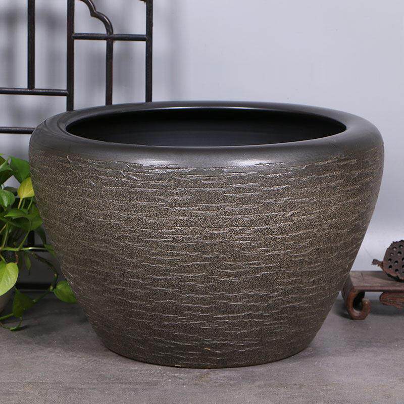 陶瓷仿石头大缸睡莲荷花鱼缸客厅庭院水缸户外大号种花种树景观盆