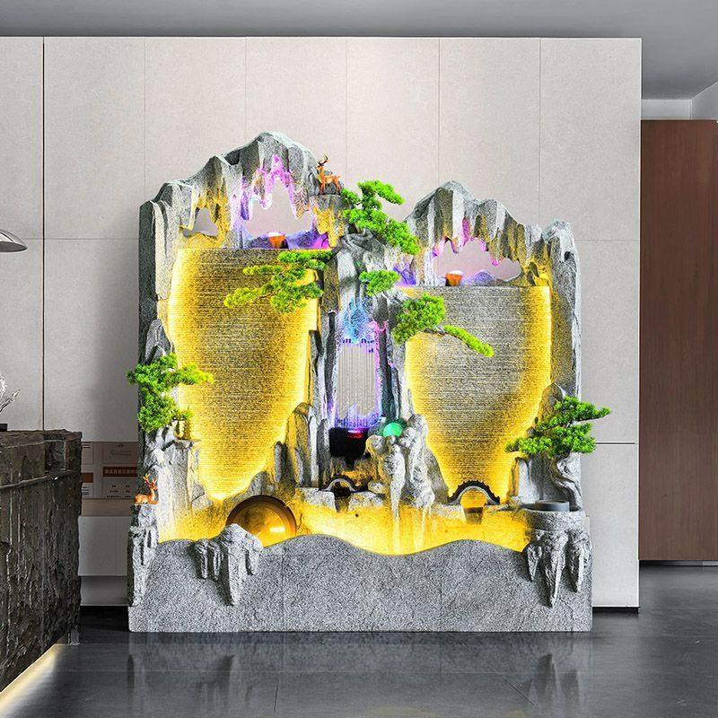 水幕墙流水喷泉屏风隔断玄关公司会所别墅花园庭院假山造景摆件