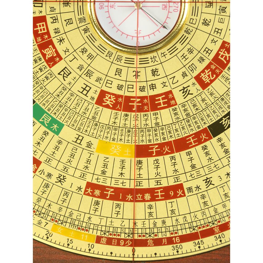高精度三合罗盘专业初学者八寸随身二十四山指南针高级摆件铜面小