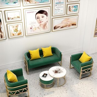 北欧小户型布艺沙发轻奢工作室服装店接待网红店铺用美容院小沙发