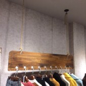 麻绳吊挂店铺装 实木橱窗展示架 修挂衣架 店吊顶悬挂吊环衣架 服装