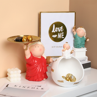 月半艺术家自由女神玄关客厅钥匙家居摆件收纳电视柜托盘桌面装 饰