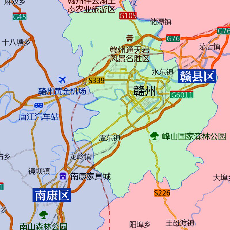 新款赣州市行政区划地图办公室挂画高清大尺寸可定制电子版城区图