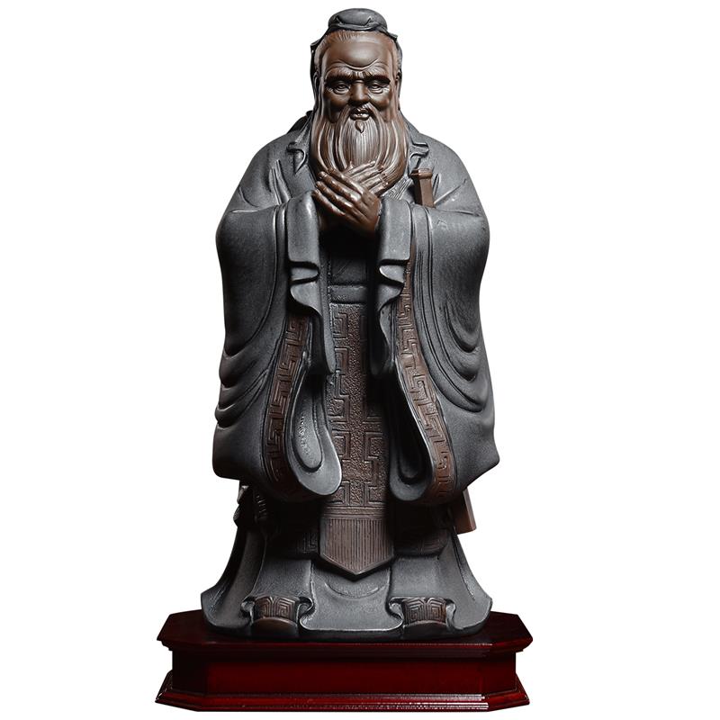 东方泥土 陶瓷人物孔子摆件新中式家居客厅书房工艺品高档装饰品