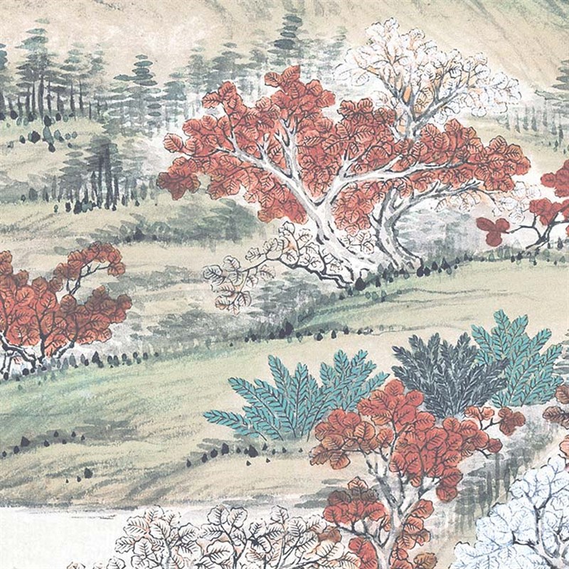 新中式仿名家国画清关槐上塞锦林酒店商务客厅有框装饰画玄关油画