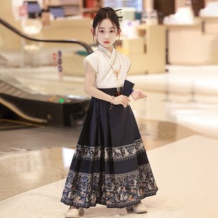 中式马面裙夏款女童套装国风高端汉服夏装儿童中国风唐装夏季古装
