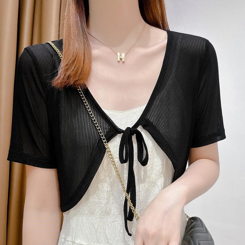 防晒开衫小外套女薄款系带上衣夏季搭配吊带背心外搭短袖披肩罩衫,女装/女士精品,短外套,淘宝优惠券,粉丝福利购,淘宝优惠卷