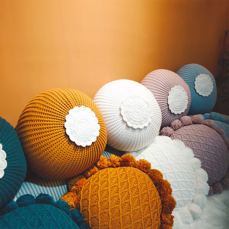 卧室沙发靠腰枕套床头靠垫抱枕轻奢酒店民宿靠枕针织花朵流苏装饰,居家布艺,靠垫/抱枕,淘宝优惠券,粉丝福利购,淘宝优惠卷