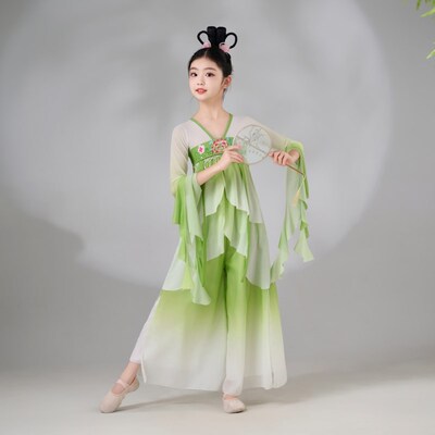 江南可采莲舞蹈演出服入莲间荷叶道具荷花仙子儿童古典舞池上汉服