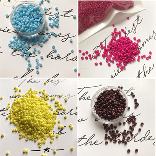包邮米珠材料手缝有孔玻璃散珠彩色O型串珠编织饰品配件100克
