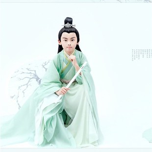 儿童古装书生汉服古风国学男童仙气侠客公子男孩古筝演出服中国风