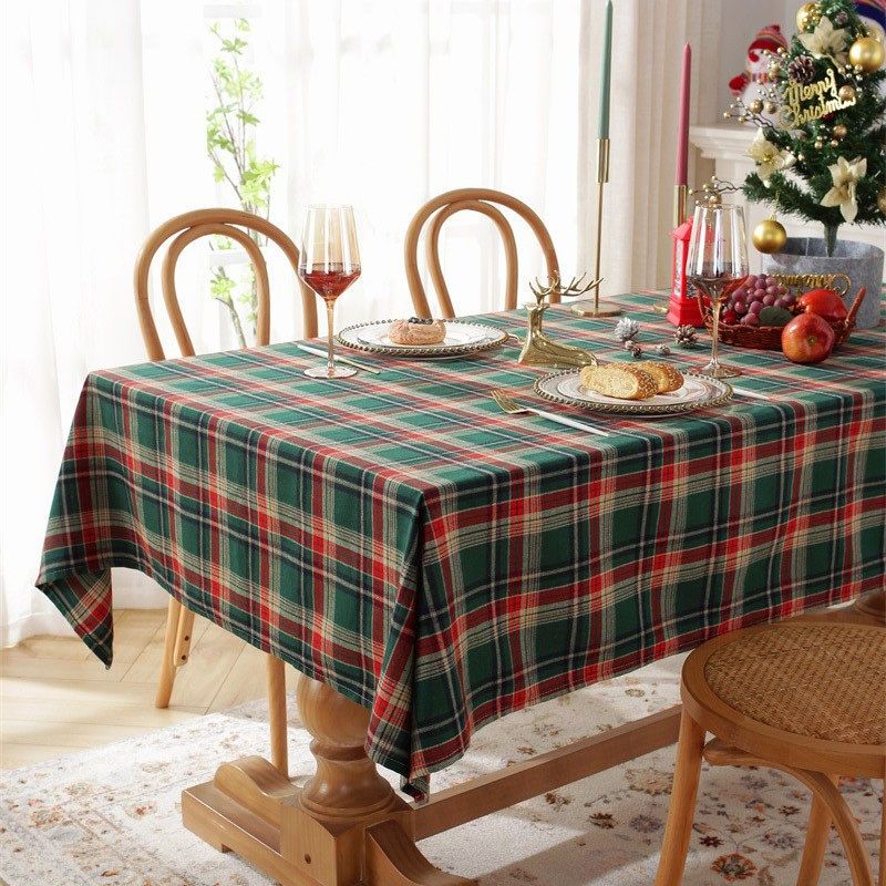 圣诞节桌布红绿色格子高档北欧复古新年咖啡馆茶几盖巾装饰长台布,居家布艺,桌布,淘宝优惠券,粉丝福利购,淘宝优惠卷