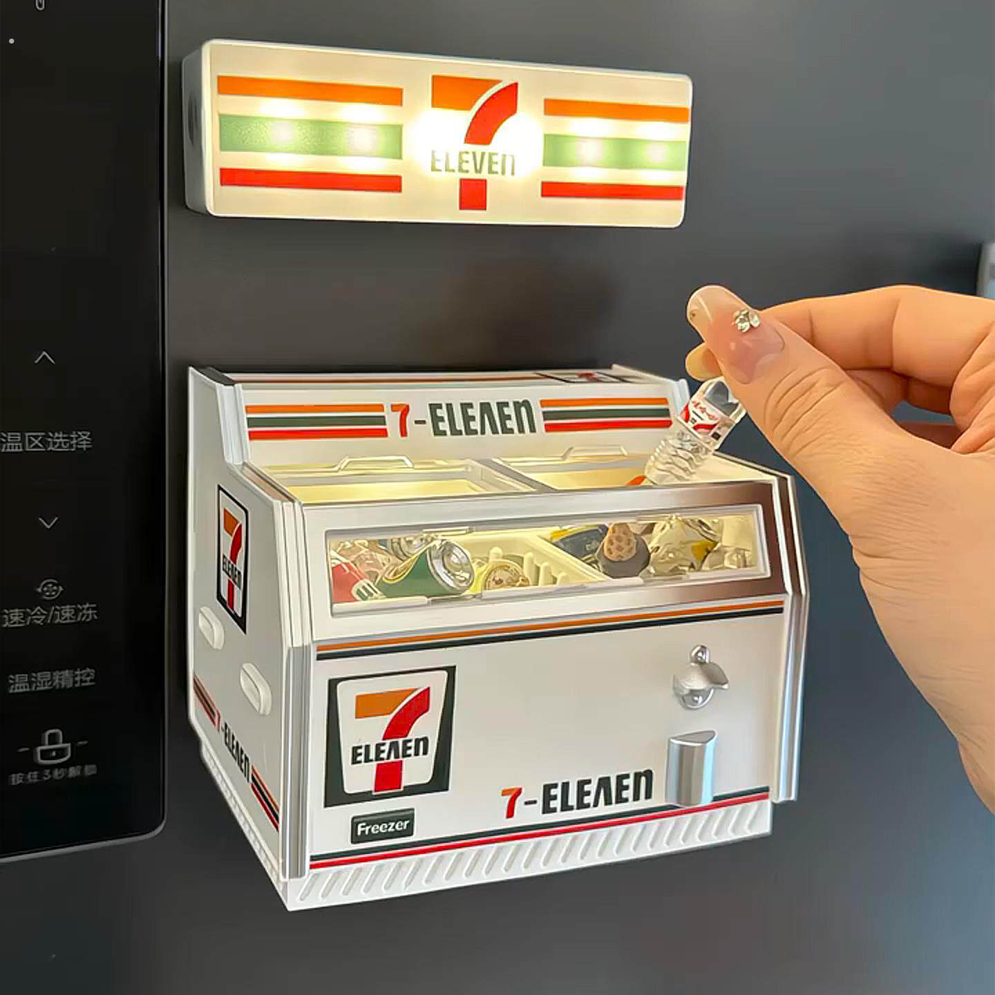小卖铺冰箱贴！迷你小冰箱贴超市微缩卧式冰柜过家家雪糕玩具摆件
