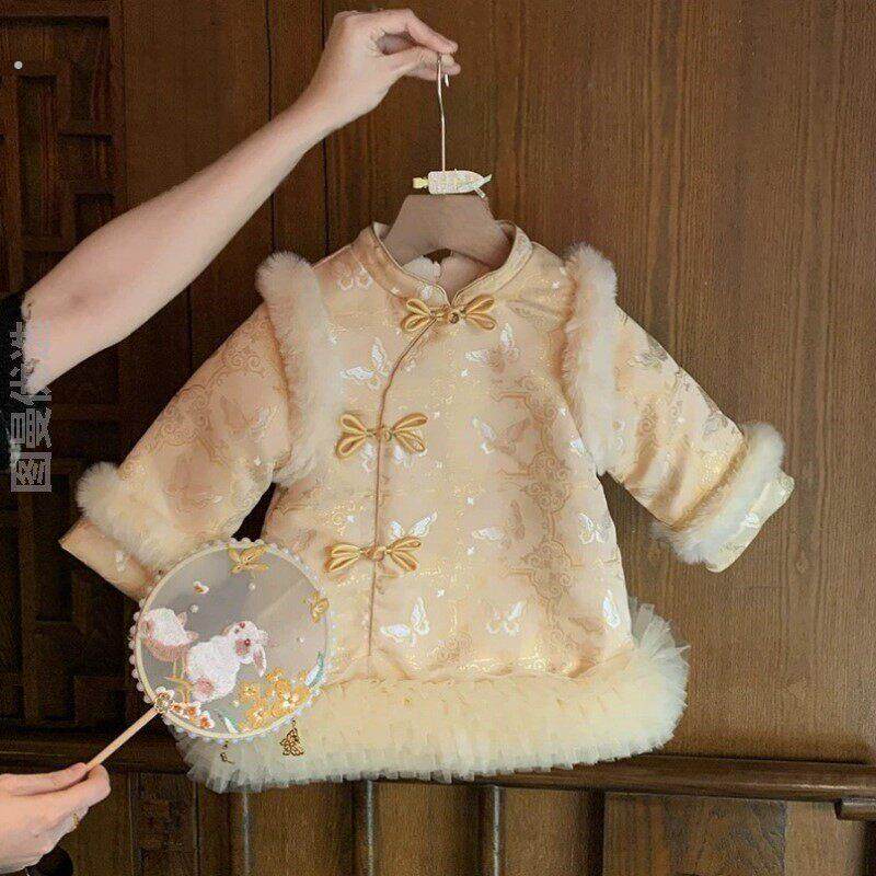 一岁女宝周岁礼服冬宝宝新款小童生日冬季服饰毛绒裙冬好看女孩