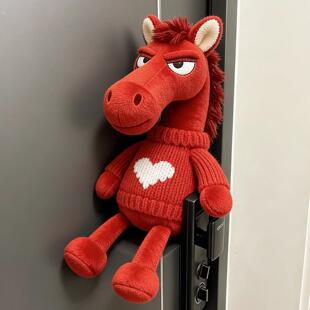 新年智能门锁装饰小马挂件玩偶马年吉祥物挂饰过年门把手氛围布置