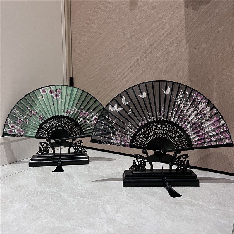 真丝折扇女复古丝绸走秀折扇汉服礼品折叠扇子古典舞蹈中国风扇