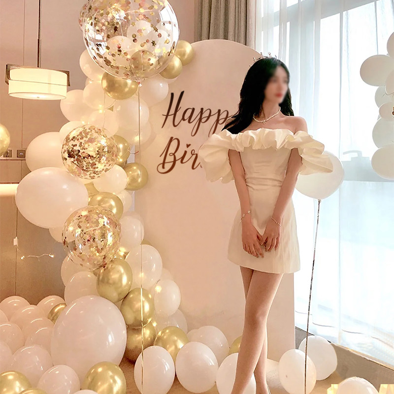 女友女神生日布置惊喜18岁气球装饰成人KT板场景浪漫酒店室内布置
