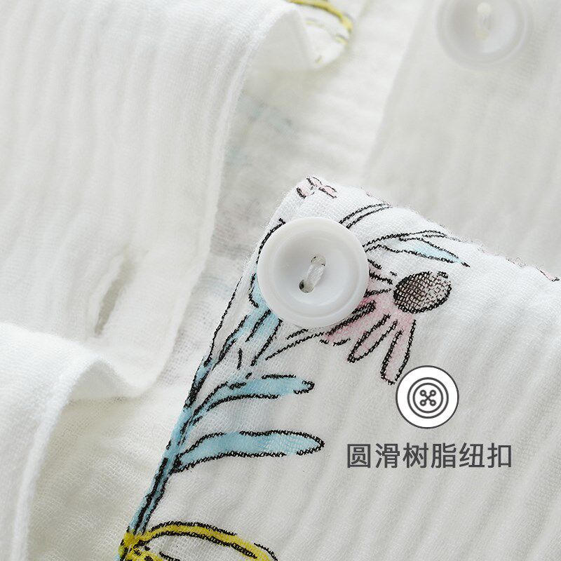 女士睡衣夏季纯棉纱布短袖短裤甜美开衫宽松大码家居服高级感套装