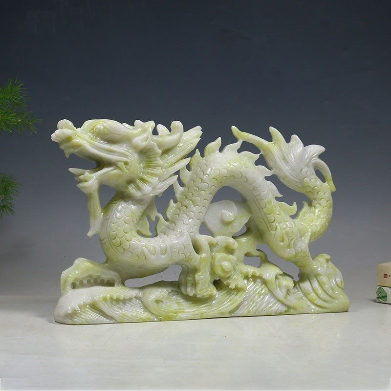 威弗列德蓝田玉龙摆件天然玉石吉祥龙生肖龙摆件家居玄关吧台礼品