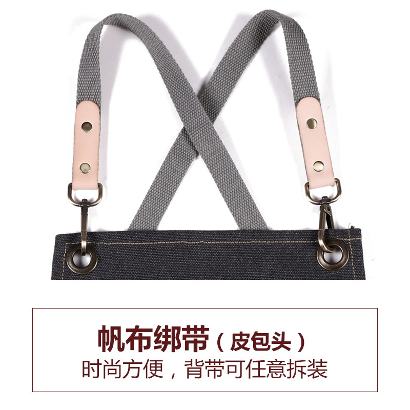 帆布围裙加厚耐磨高级咖啡师女工装男式烘焙专用餐饮牛仔围腰订制