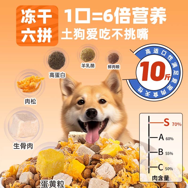 土狗专用冻干狗粮10斤装幼犬成犬中华田园犬中小型犬通用型全价40
