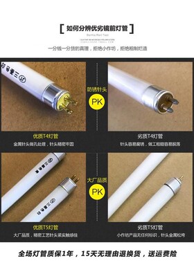 T4T5镜前灯灯管灯长条家用老式节能日光灯管三基色t4灯管8w12W
