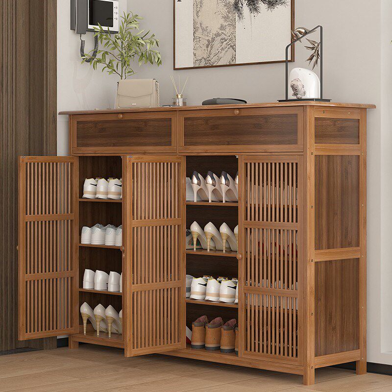 新中式入户宽34/65cm小鞋柜家用门口透气单门玄关大容量多层鞋架