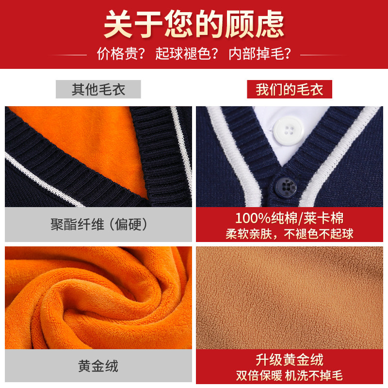 护士毛衣女针织开衫外套加绒加厚藏蓝色护士服医生秋冬保暖外搭