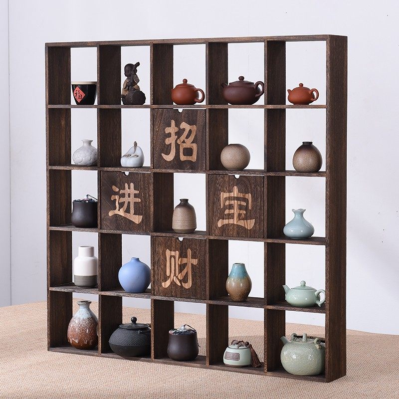 实木多宝阁茶架子客厅挂墙摆件置物展示柜博古架紫砂壶茶杯收纳架,住宅家具,多宝格/博古架,淘宝优惠券,粉丝福利购,淘宝优惠卷