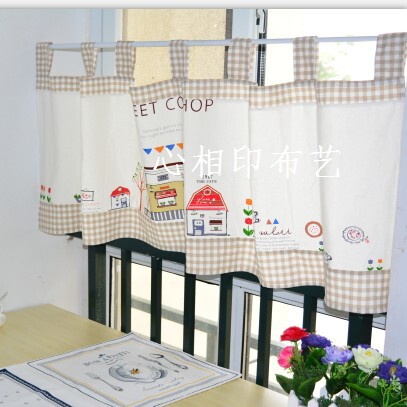 欧式清新棉麻窗帘布艺午后红茶半帘遮挡布帘咖啡帘装饰帘头定制