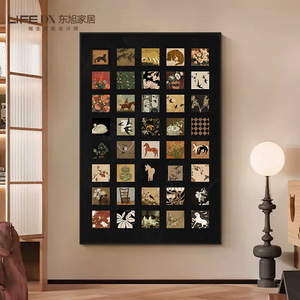 百联中古风玄关装饰画高级感葫芦挂画法式复古客厅背景墙走廊壁画