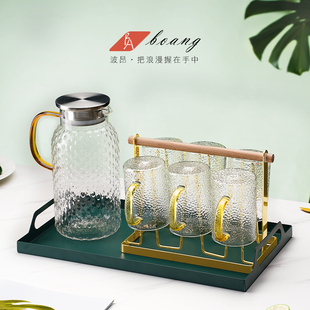 家用透明玻璃杯泡茶早餐牛奶杯子客厅耐热果汁绿茶喝水杯家庭套装