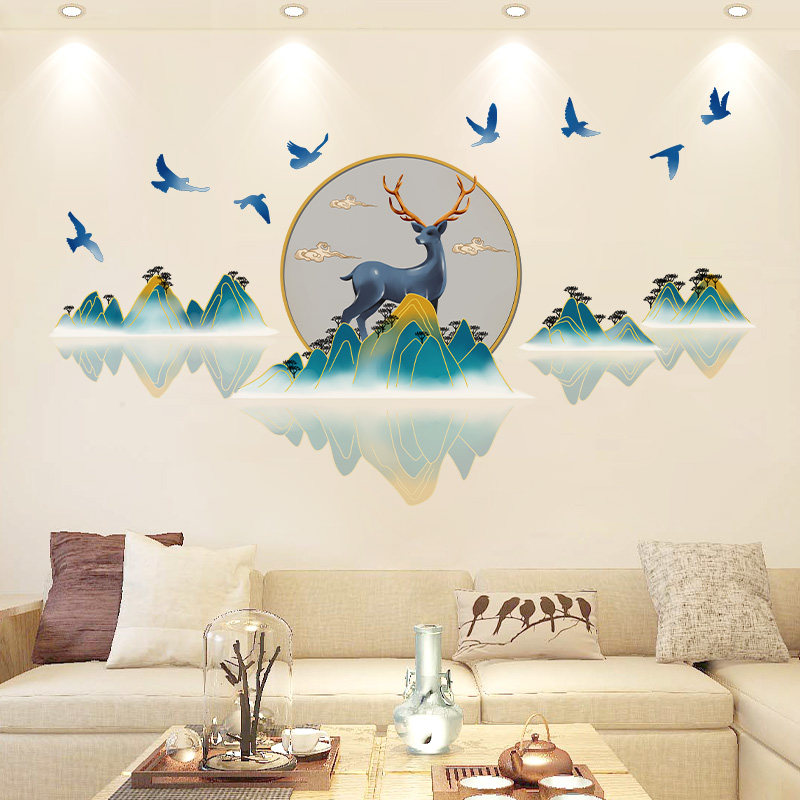 中国风墙贴纸自粘客厅沙发背景墙装饰墙上墙壁纸卧室床头贴画布置,家居饰品,软装墙贴,淘宝优惠券,粉丝福利购,淘宝优惠卷