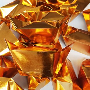 金元宝半成品加厚款易折叠手工折纸金纸锡箔元宝半成品大号金元宝