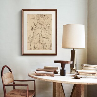 法式素描铅笔玄关装饰画中古风抽象文艺客厅书房挂画摆画《相拥》